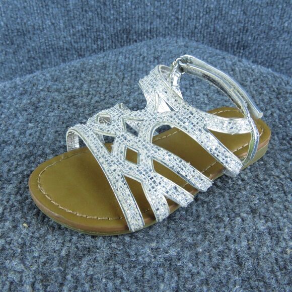 Wonder Nation Girls Gladiator Sz T 6 Medium Shoes Silver Synthetic Hook & Loop‎ - Picture 1 of 7